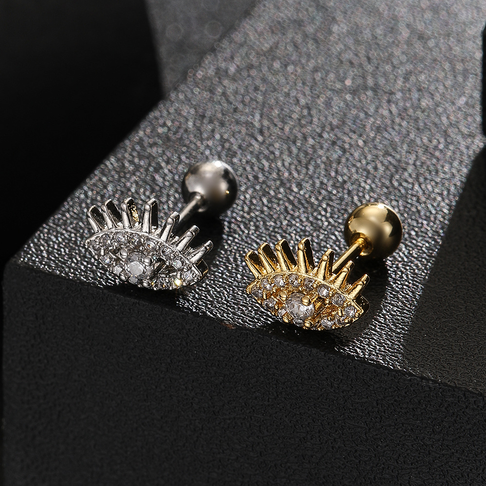 New Devil's Eye Sexy Screw Ear Bone Nails Copper Micro-Inlaid Zircon Earrings for Women - Image 2