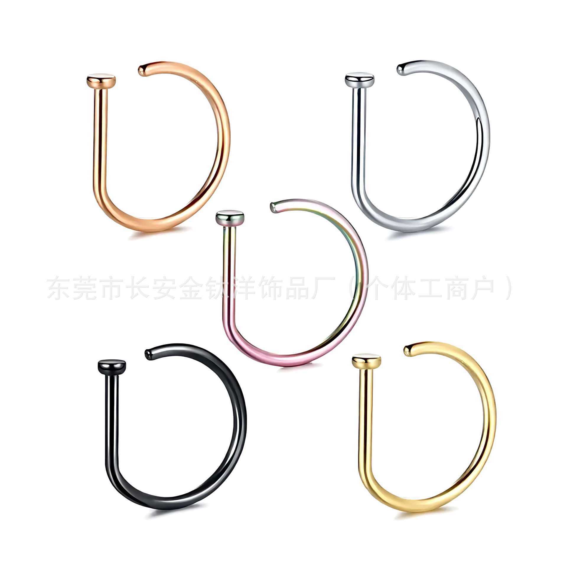 F136 Titanium D-Shaped Nose Ring Non-Porous Nose Ring Fake Nose Nail Nose Clip Nose Ring G23 Titanium Alloy Piercing Jewelry - Image 4