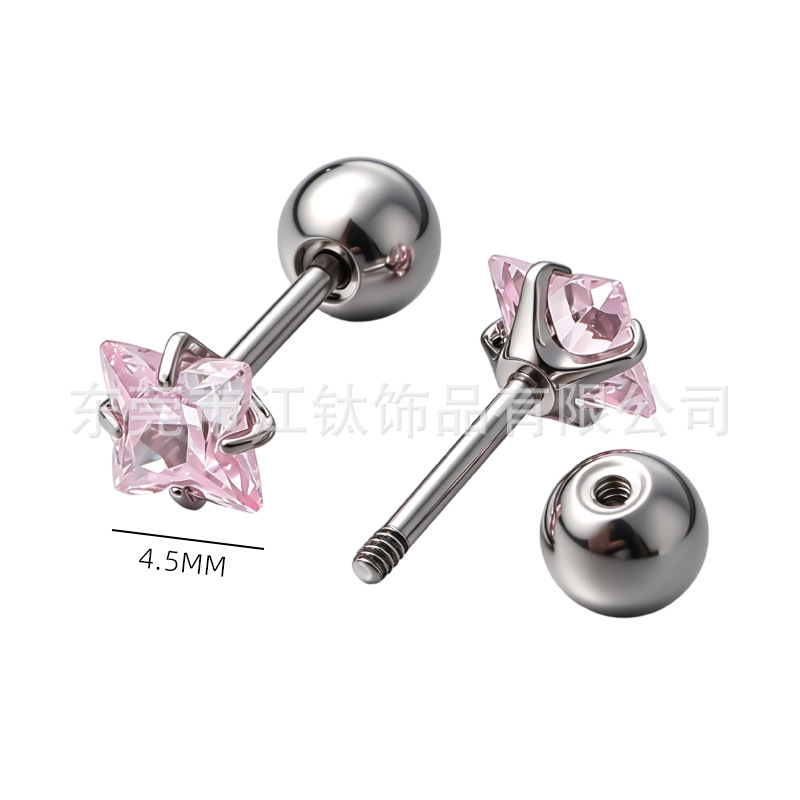 G23 Titanium Lily-Cut Zircon Lip Piercing Nose Stud Ear Stud Body Piercing Jewelry Ear Bone Stud - Image 2