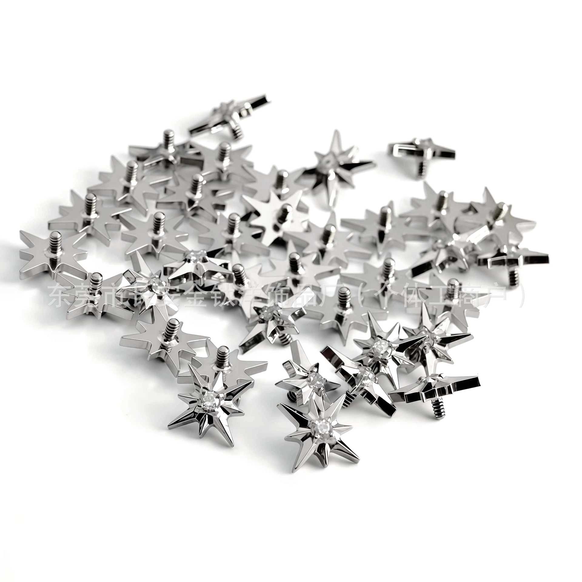 F136 Titanium Polaris Sea Urchin Six-Pointed Star Ear Studs & Lip Studs, Simple G23 Titanium Alloy Piercing Jewelry - Image 4
