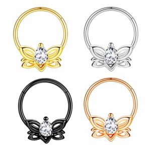 Rose Gold Star Cartilage Earring Hoop 1.2x10mm 316L Surgical Steel Nose Ring