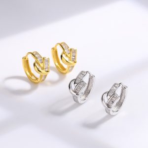 2023 New Fashion Simple High-end Diamond Knot Earrings Elegant All-match Ear Buckle Earrings for Women