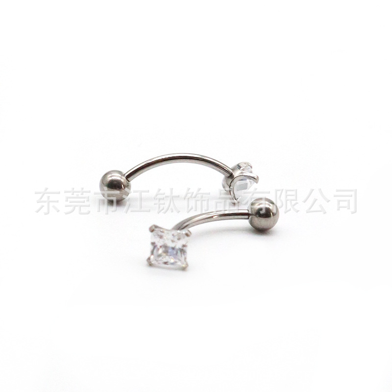 F136 Titanium Eyebrow Ring Square Inner Tooth Curved Barbell 5A Zircon G23 Titanium Alloy Body Piercing Jewelry Eyebrow Bone Nail - Image 2