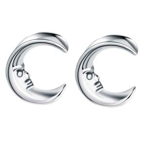 Ear Expansion Open Hollow Moon Ghost Face Auricle Ear Plugs Piercing Jewelry 16mm Stainless Steel