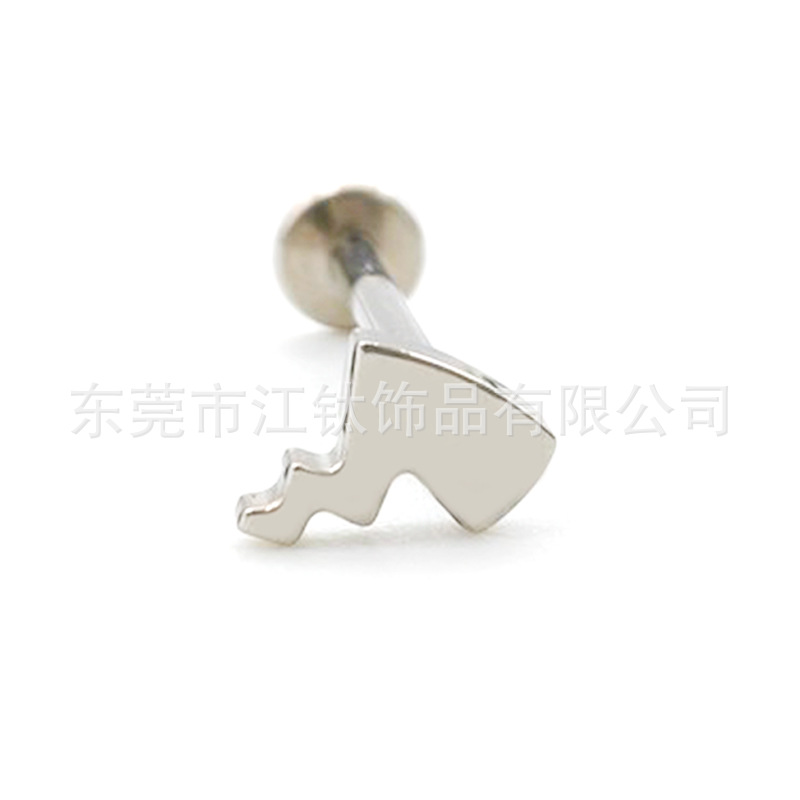Pikachu Lightning Tail Ear Stud Lip Nail G23 Titanium Alloy Cartilage Piercing Jewelry - Image 4