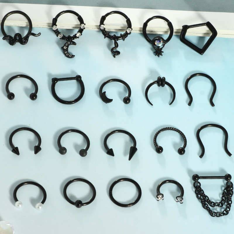 20PCS Stainless Steel Nose Ring Ball Horseshoe Piercing Jewelry Set - Mixed Styles Gold Tone - Image 4