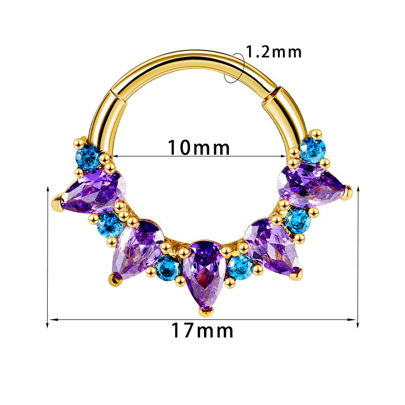 2024 Hot Selling Stainless Steel Nose Ring Zirconia Amethyst Titanium Steel Nose Jewelry for Women - Image 5