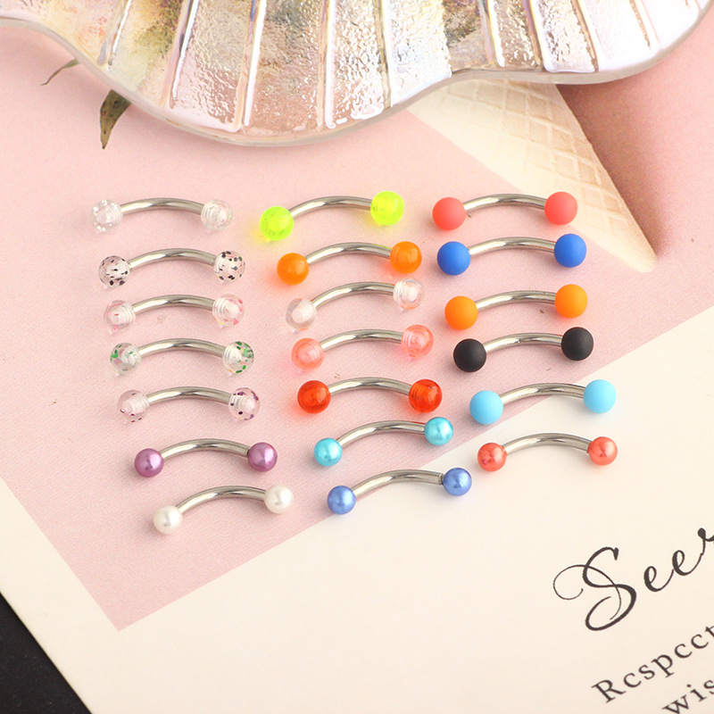 16G Stainless Steel Micro-Inlaid Zircon Eyebrow Ring Screw Ball Fashion Earrings Set of 10 - Image 3