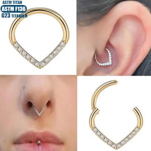 G23 Titanium Alloy Closed Hoop Nose Ring for Women, Zircon Water Drop Earrings, Nose Septum Ring, Ear Bone Ring Hot Selling