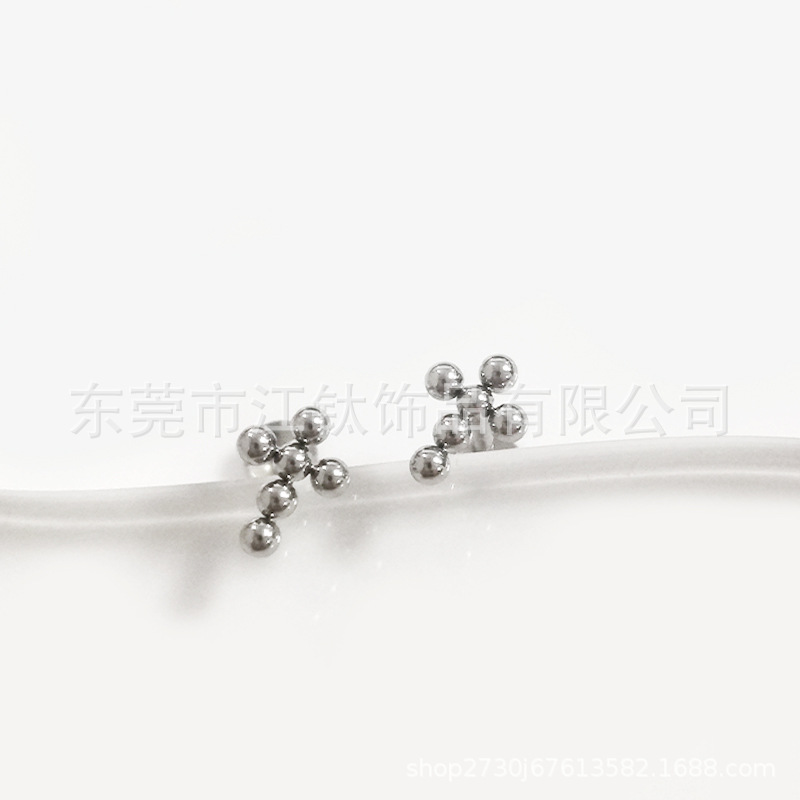 F136 Titanium Threaded Cross Ear Bone Stud Ball Earring for Cartilage Piercing - Image 4