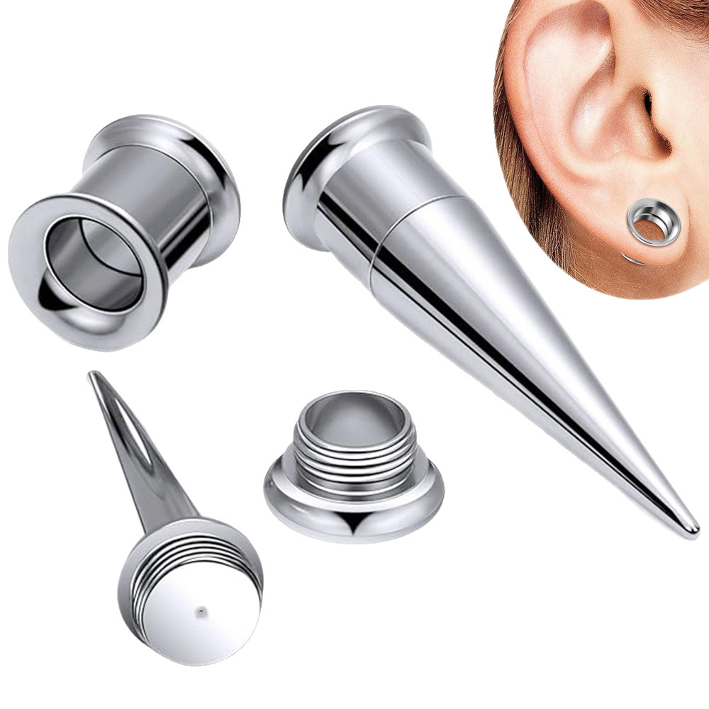 Two-in-One 3-Piece Auricle G23 Titanium Pointed Cone Horn Ear Taper Expander Set for Ear Stretching - Image 5
