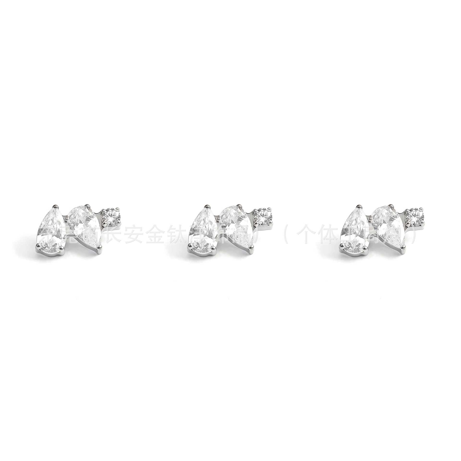 F136 Titanium Water Drop Earrings with Zirconia, Lip Studs, Nose Studs, Ear Studs, Ear Cartilage Studs, G23 Titanium Alloy Piercing Jewelry - Image 3