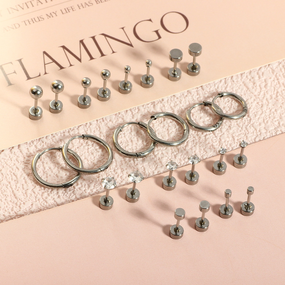 12 Pairs Stainless Steel Star Stud Earrings with Clear CZ 6-Prong Setting for Women Trendy Body Piercing Jewelry - Image 3