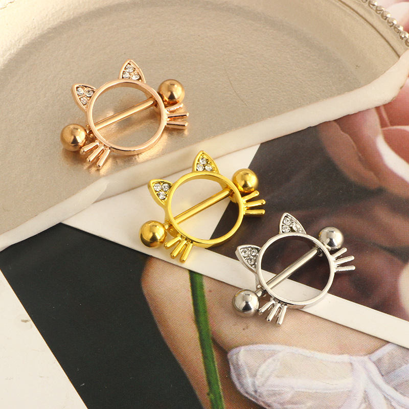 Cute Cat Nipple Ring 316L Surgical Steel Nipple Jewelry Rose Gold Silver Gold 3 Colors - Image 4