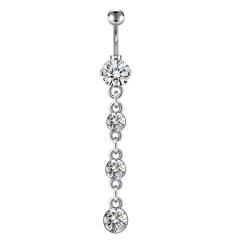 Elegant Floral Zircon Navel Ring Stainless Steel Belly Button Piercing Jewelry - Image 3