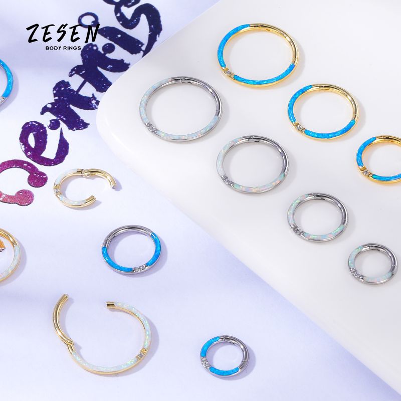 Personalized Titanium Steel Opal Lip Ring Horseshoe Nose Septum Ear Bone Piercing Jewelry Gold - Image 2