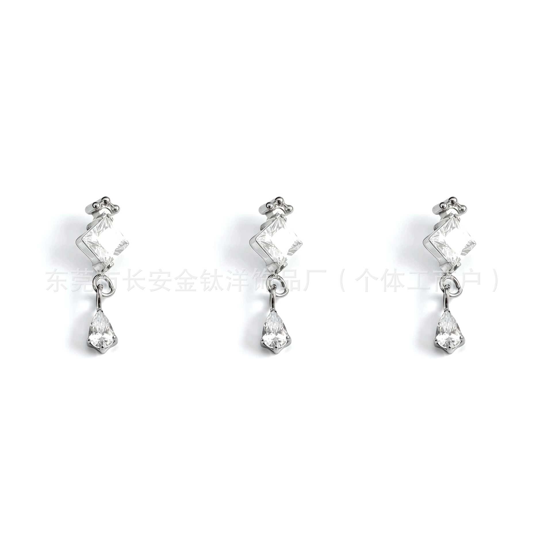 F136 Titanium Water Drop Pendant Lip Stud Nose Stud Ear Stud Piercing Jewelry with Zircon Inlay - Image 3
