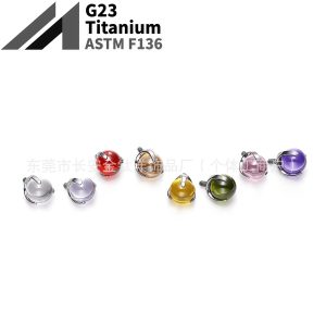 F136 Titanium Ball Three-Claw Zircon Lip Nose Tongue Nail Piercing Jewelry 1.2mm x 5.0mm