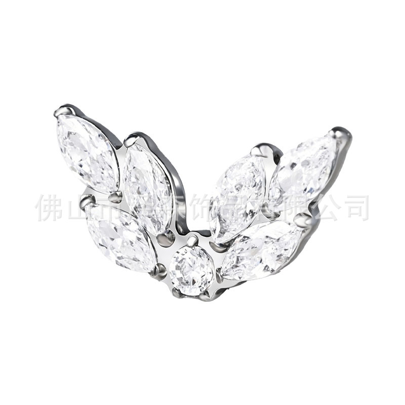 F136 Titanium Alloy Ear Studs, Finely Carved Zircon Ear Bone Studs, G23 Titanium Lip Studs, Body Piercing Jewelry - Image 5