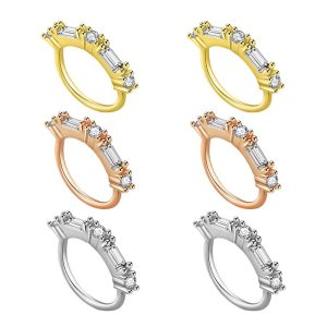 Gold Flower Zircon Nose Ring Nail, Cartilage Daith Earring, Copper Ear Bone Stud