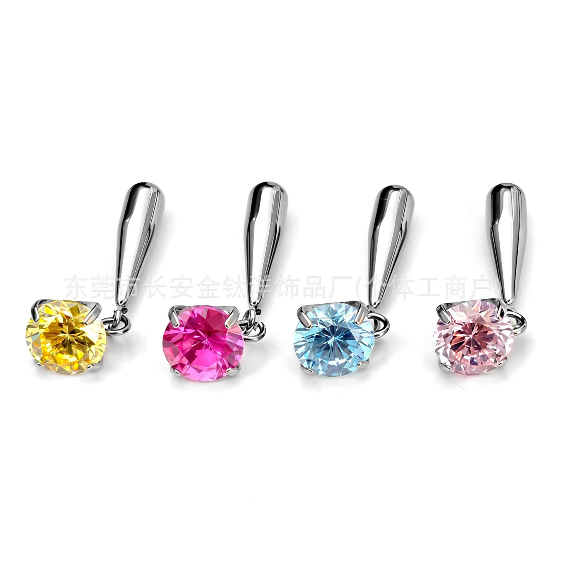 F136 Titanium Water Drop 5A Zircon Pendant Earring, Ear Bone Stud, Navel Stud, G23 Titanium Alloy Body Piercing Jewelry - Image 4