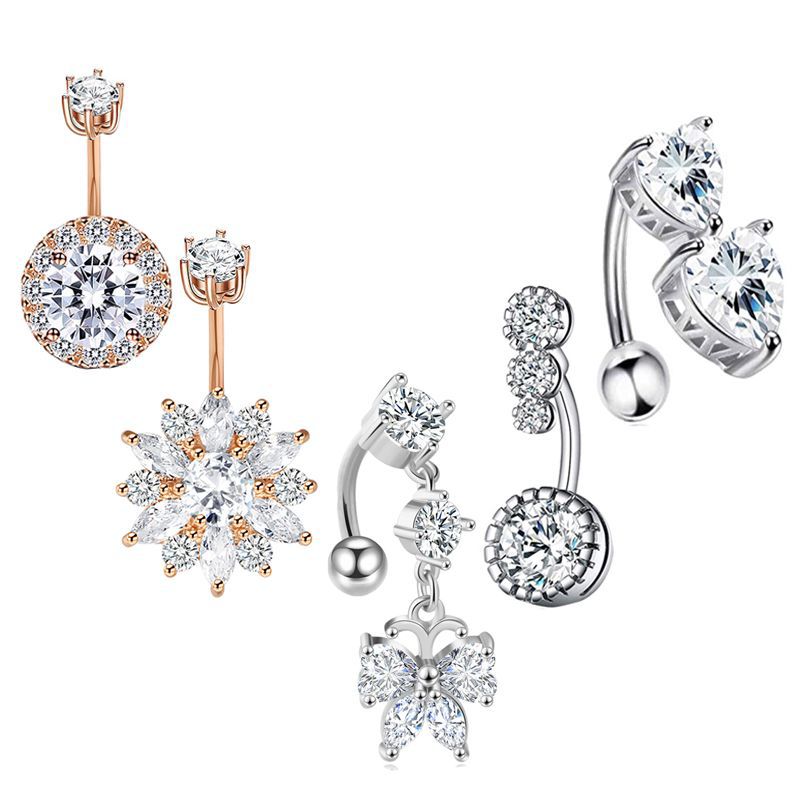 Cross-Border E-commerce New Zircon Belly Button Ring Belly Nail Piercing Jewelry Online Wholesale - Image 5