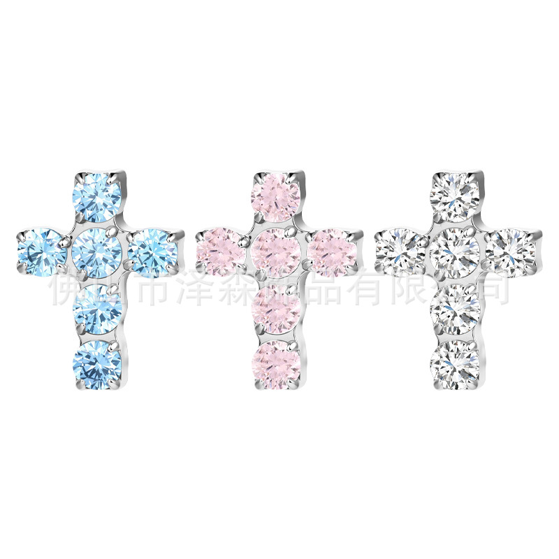 Zesen F136 Titanium Alloy Cross Earrings - G23 Titanium Lip Studs Ear Bone Studs Piercing Jewelry - Image 4