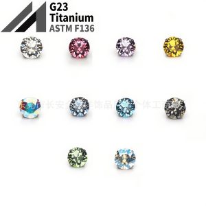 F136 Titanium Inner Thread Round Bottom Huazi Earrings Swarovski Lip Nails Ear Bone Nails G23 Titanium Alloy Body Piercing Jewelry