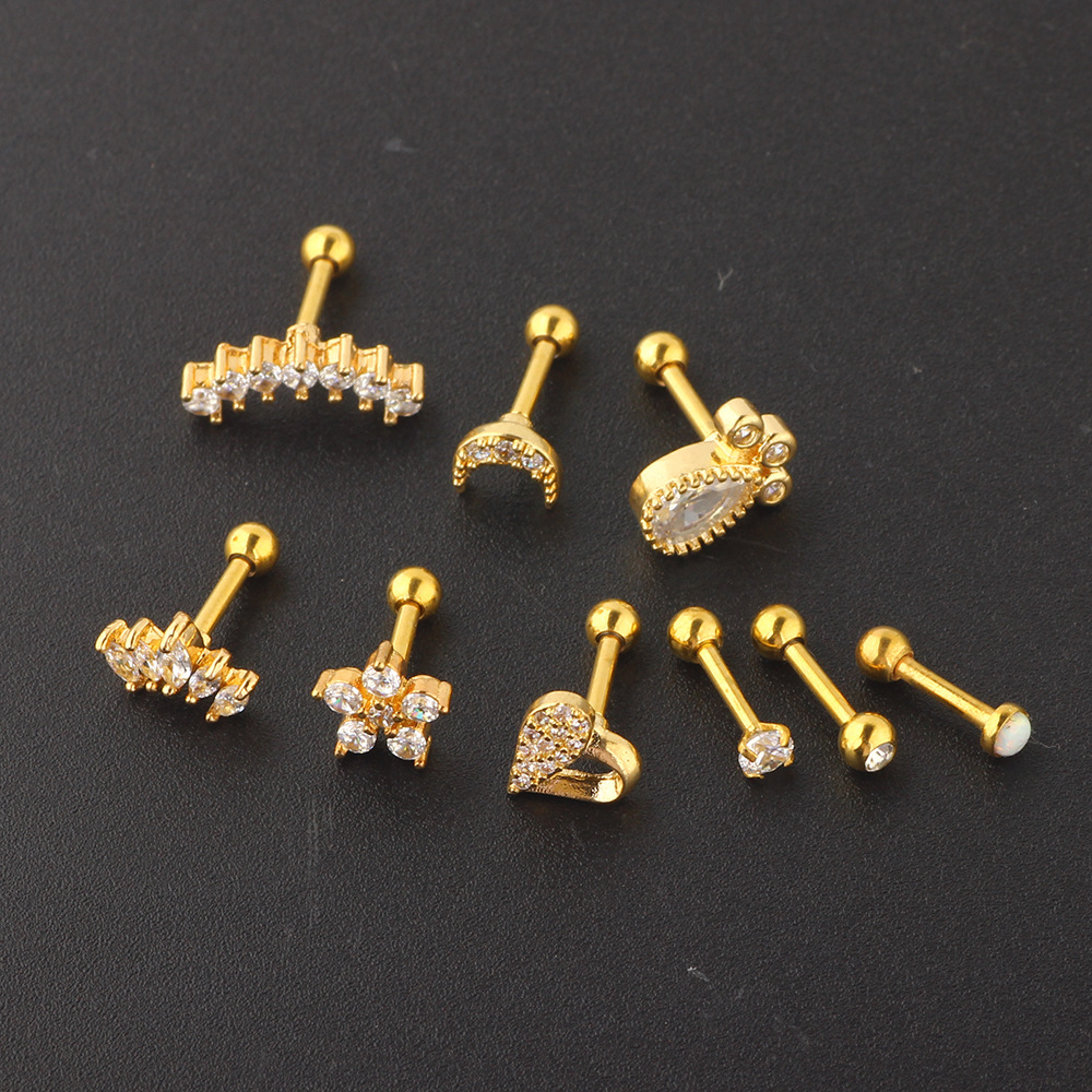 Rose Gold Stainless Steel Ear Bone Nail Set Jewelry - Zircon Star Earrings for Women - Image 4
