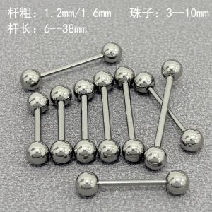316L Titanium Steel Ball Tongue Nail External Thread Universal Lip Nail Ear Bone Nail Ear Bridge Nail Piercing Jewelry Cross-Border Wholesale