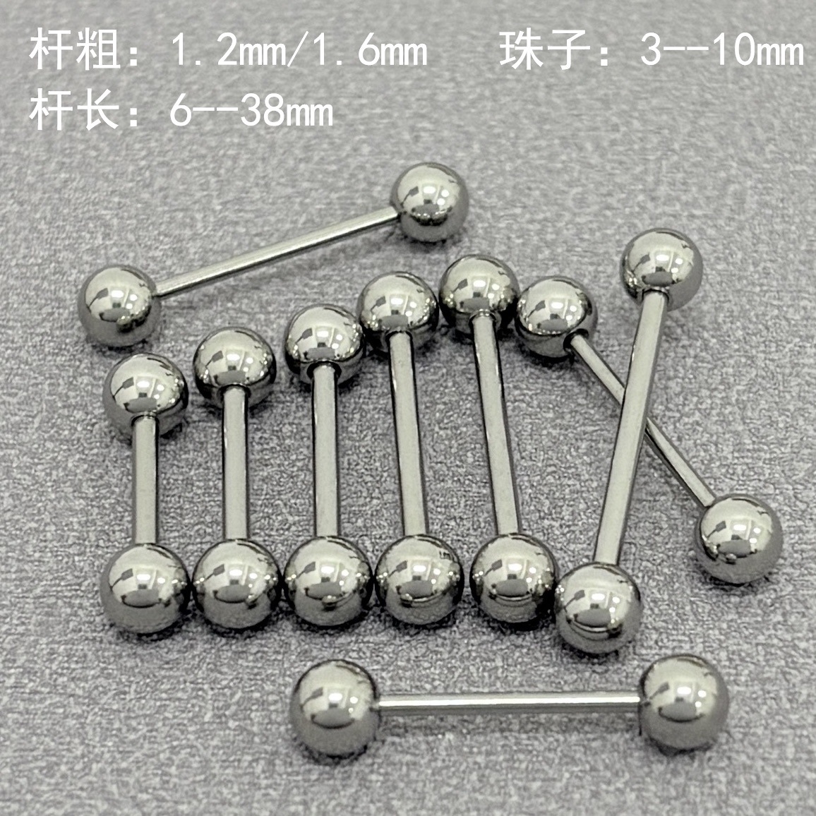 316L Titanium Ball Tongue Barbell Externally Threaded Tongue Piercing Jewelry for Men Women - Image 4