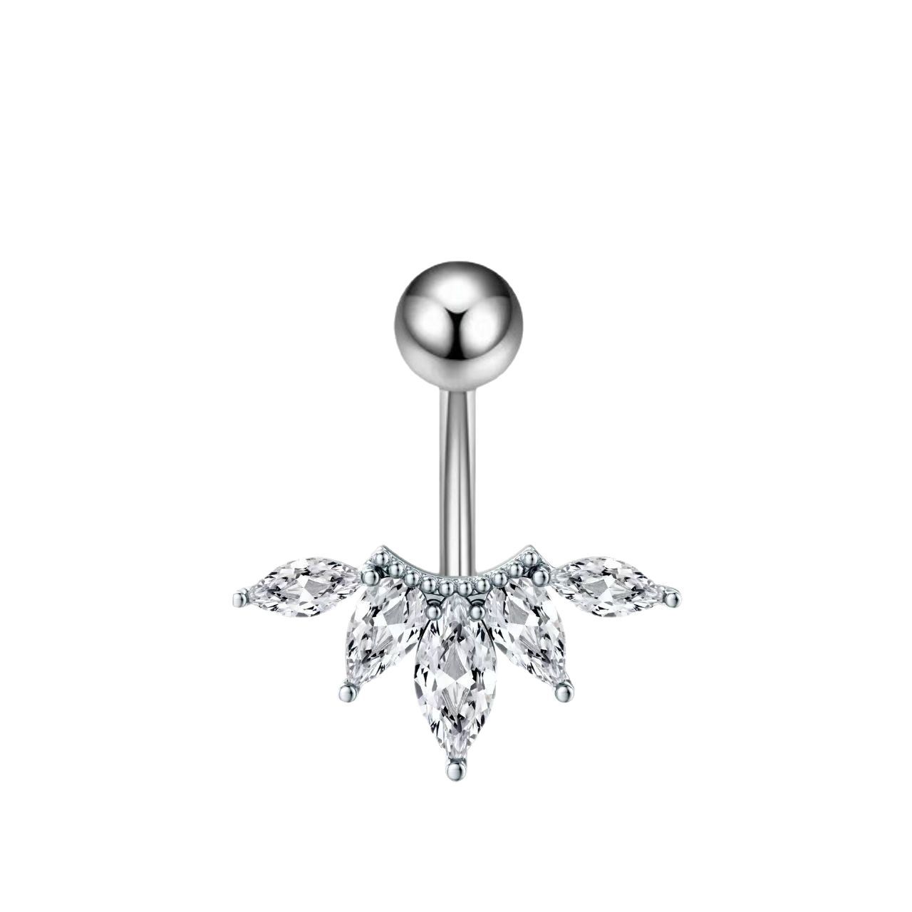 Fashion High Sense Zircon Belly Button Ring Copper Gold Plated Flower Navel Piercing Jewelry Wholesale - Image 5