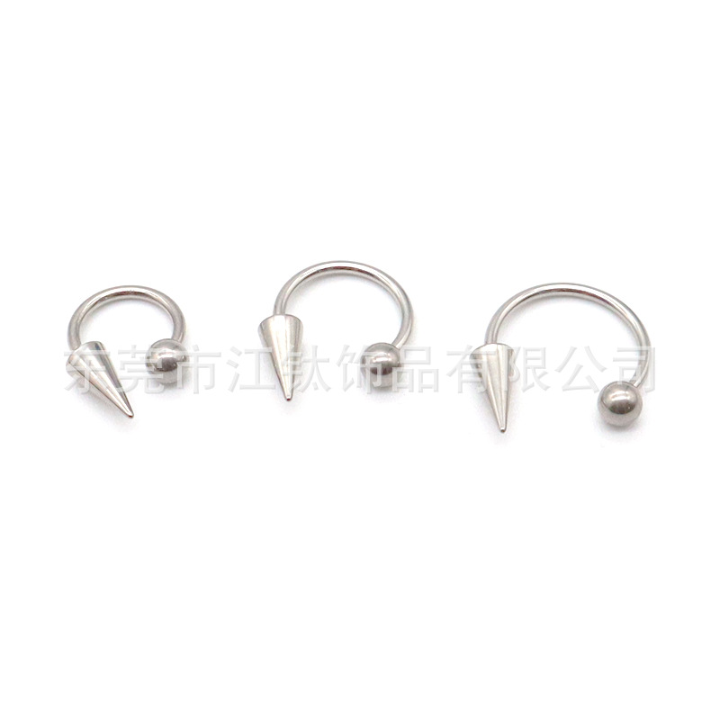 F136 Titanium C-Shape Lip Ring Ball Spike Cone Horseshoe Ring Punk Stud Earrings G23 Titanium Alloy Piercing Jewelry for Ear Nose - Image 5