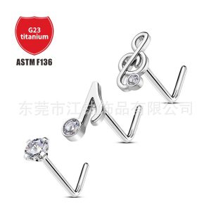 G23 Titanium Alloy Nose Stud Jewelry - Music Note Design for Men Women