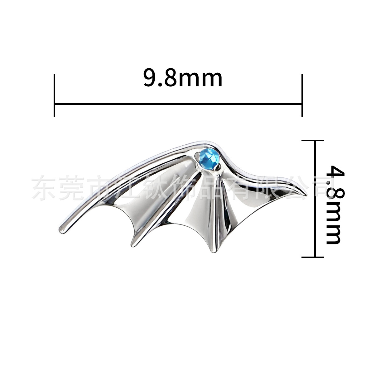 G23 Titanium Alloy Devil Bat Wings Inlaid with Zircon Ear Cartilage Stud Earring - Image 2