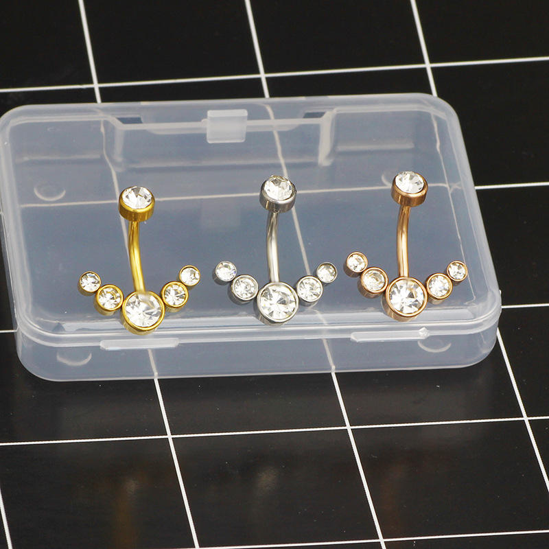 Stainless Steel Diamond Navel Ring Inner Teeth 5 Drill Navel Nails Rewind Navel Buckle Body Piercing Jewelry - Image 5