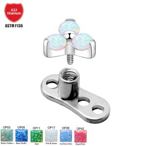 G23 Titanium Buried Nail Opal Skin Triangle Flower Leather Anchor Nail - Cartilage Earring