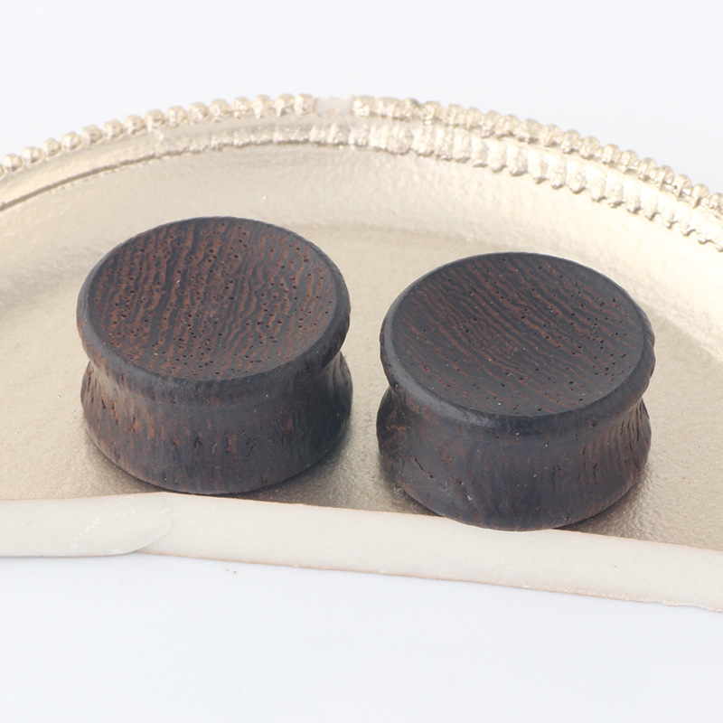 Black Chicken Wing Wooden Auricle Double Horn Ear Expander Tunnel - 22mm Stainless Steel Star Ear Plug - Image 3