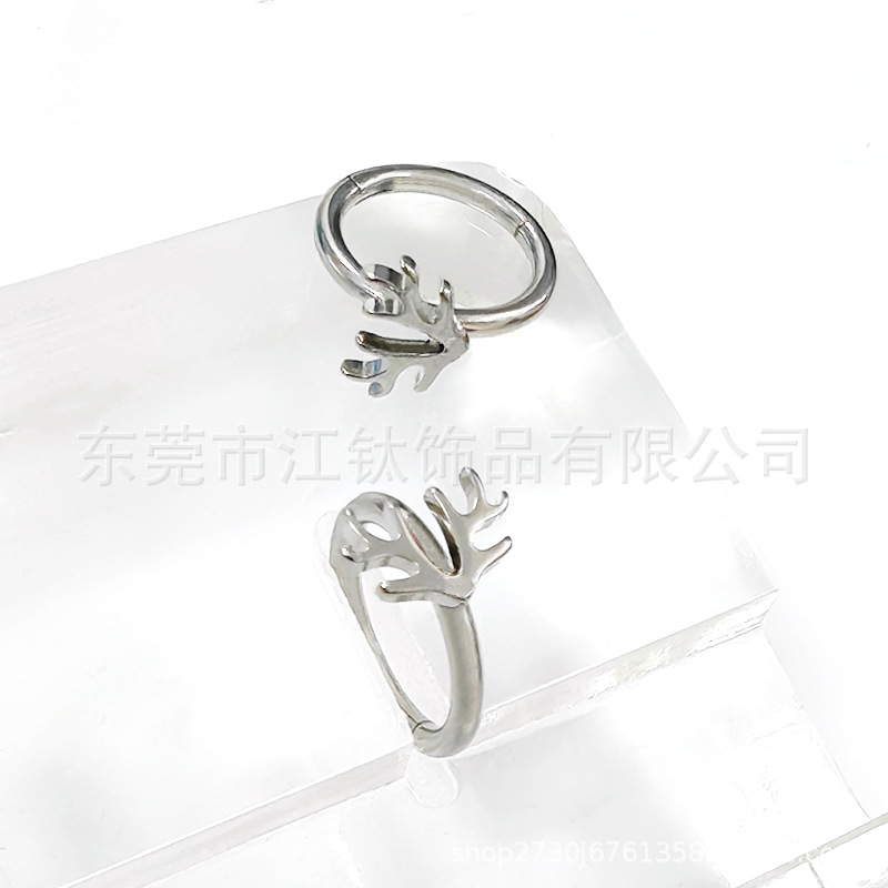 G23 Titanium Ear Cartilage Earrings Antler Hoop Body Piercing Jewelry for Helix Tragus - Image 3