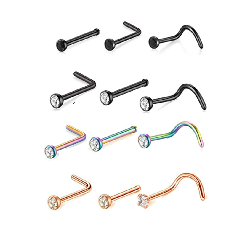 Stainless Steel Nose Ring - Amazon Style Ready Supply Nose Nail Piercing Jewelry Nose Rings - Image 2