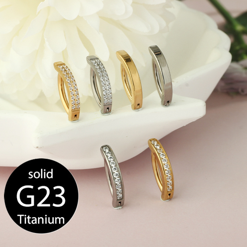 G23 Titanium Alloy Navel Ring for Women Zircon Inverted Belly Button Piercing Glossy Navel Ring - Image 2
