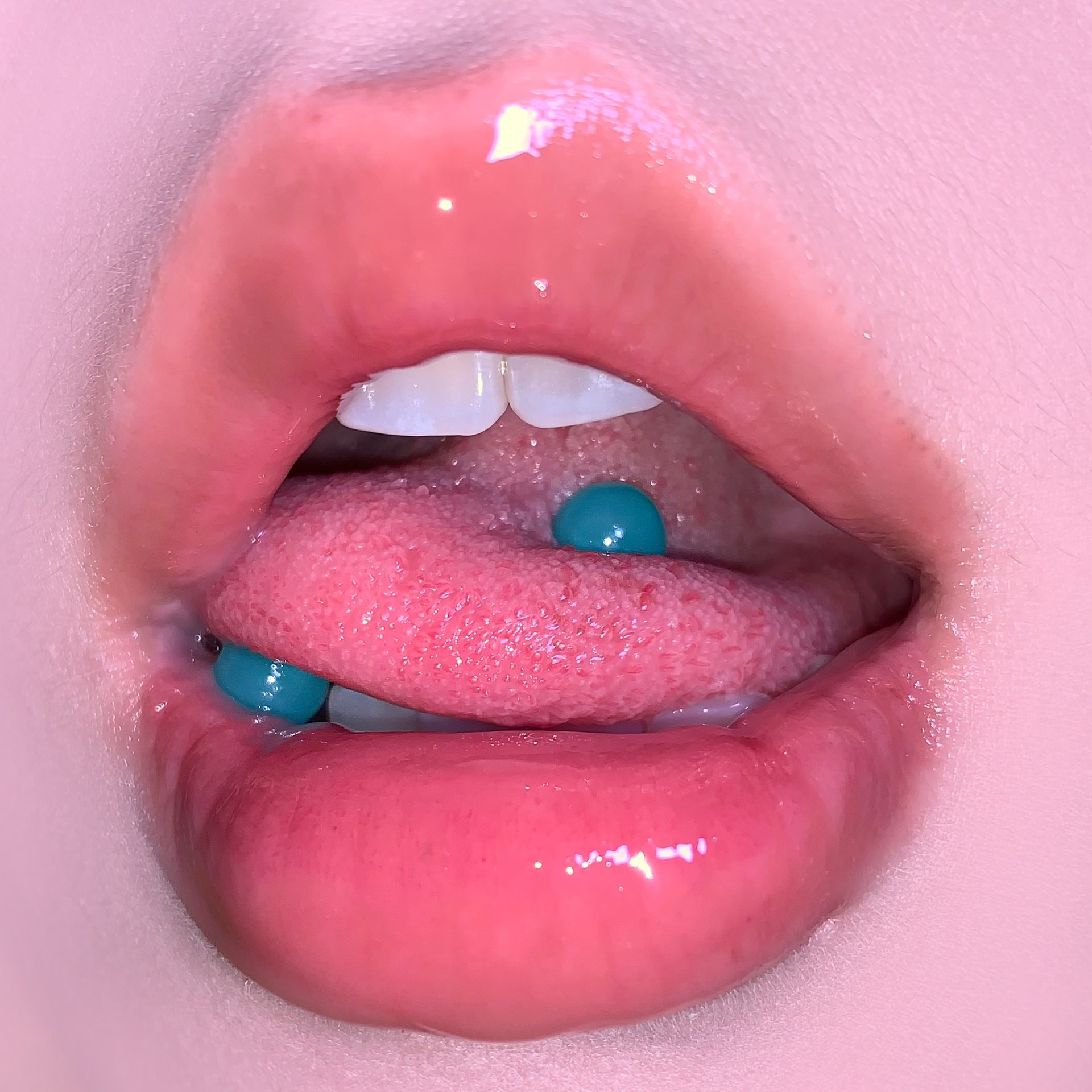 Mint Green Acrylic Tongue Nail Titanium Steel Double-Headed Piercing Jewelry for Hot Girls - Image 2