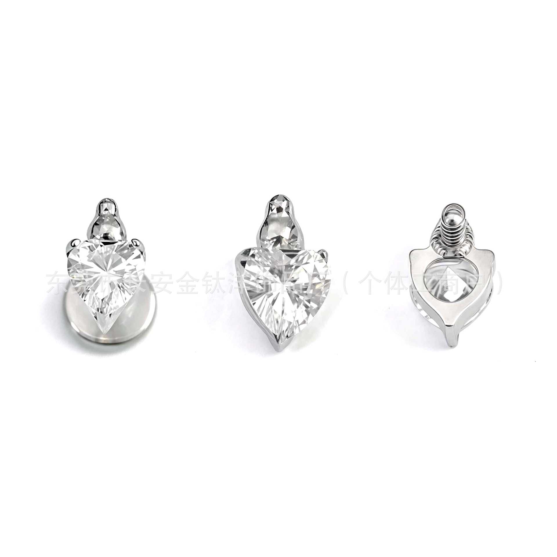 F136 Titanium Internal Thread Heart-Shaped Stud Earrings Lip Studs Nose Studs G23 Titanium Alloy Body Piercing Jewelry Ear Cartilage Studs - Image 2