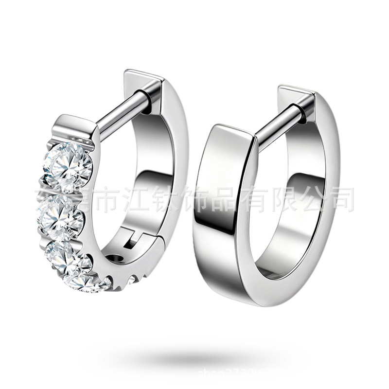 G23 Titanium Alloy Earrings Cartilage Stud D-Shape Zircon Inlaid Piercing Jewelry 14G 12mm - Image 5
