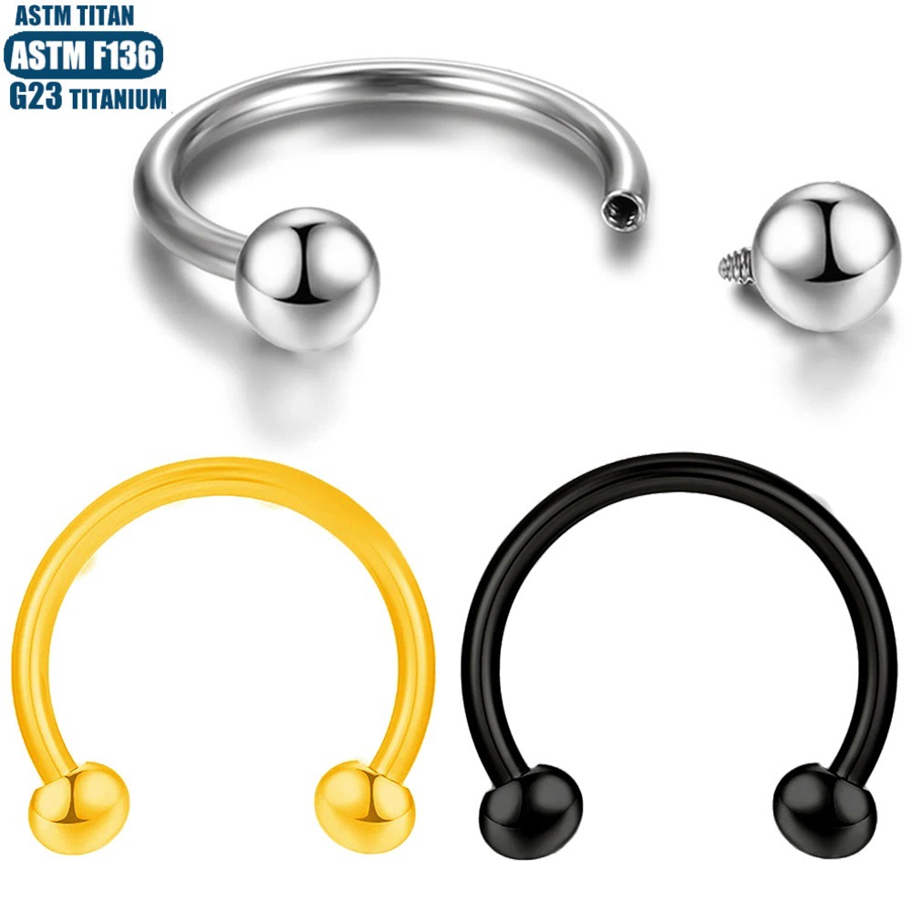F136 Titanium Nose Ring Septum Ring Horseshoe Rod Lip Nail Ear Bone Ring Internally Threaded Piercing Jewelry - Image 2