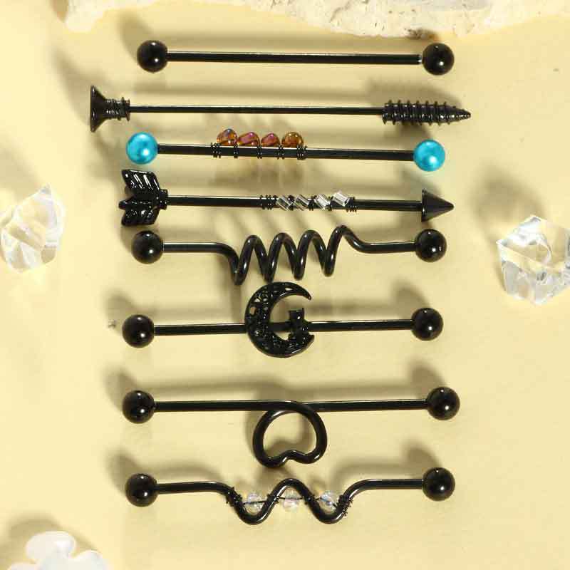 Stainless Steel Extended Rod Ear Bone Nail, Best-Selling Piercing Auricle Nail Welding Ring DIY Punk Piercing Jewelry - Image 3