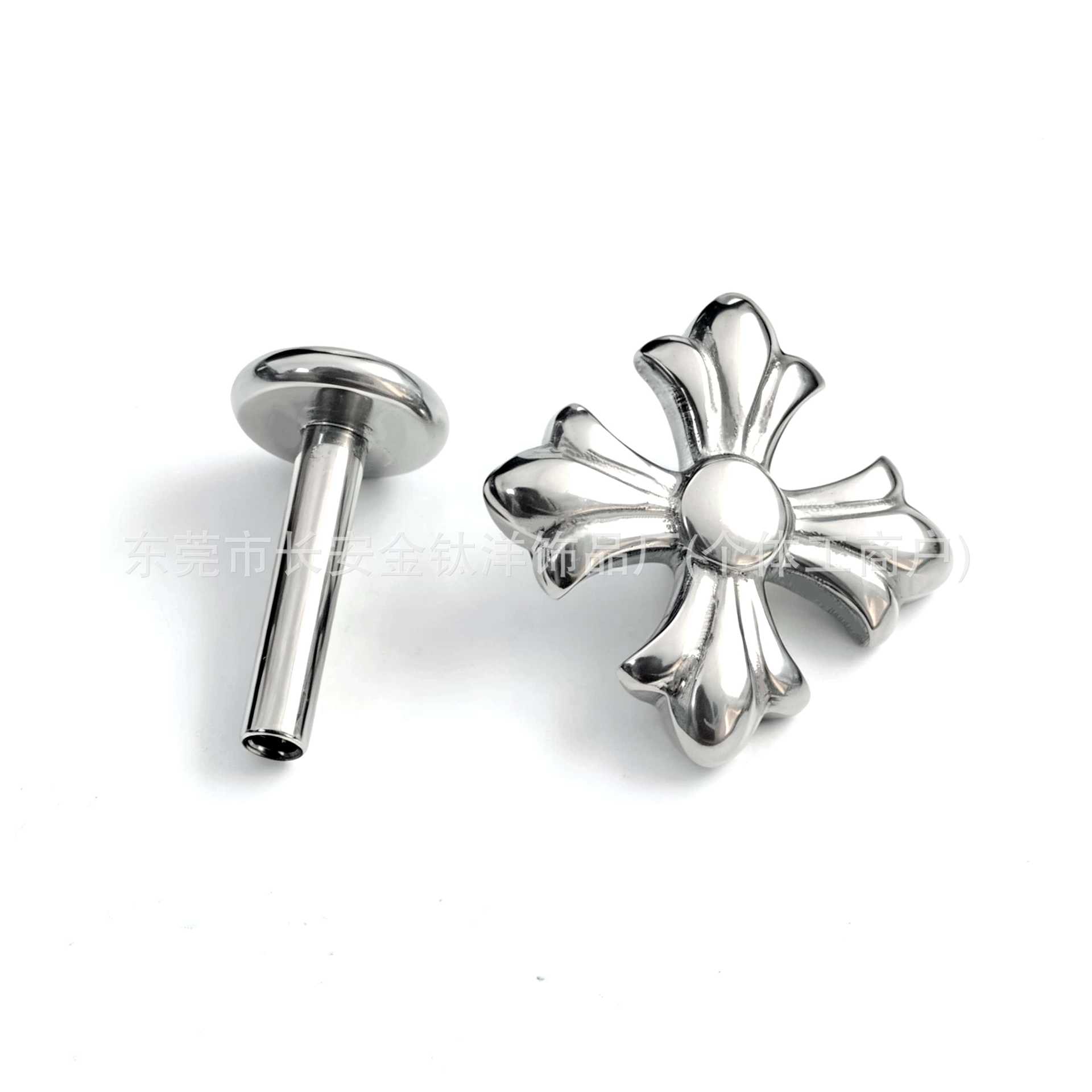 F136 Titanium Punk Cross Earrings - Ear Cartilage Studs, Ear Bone Studs, Cochlear Studs Body Piercing Jewelry - Image 2