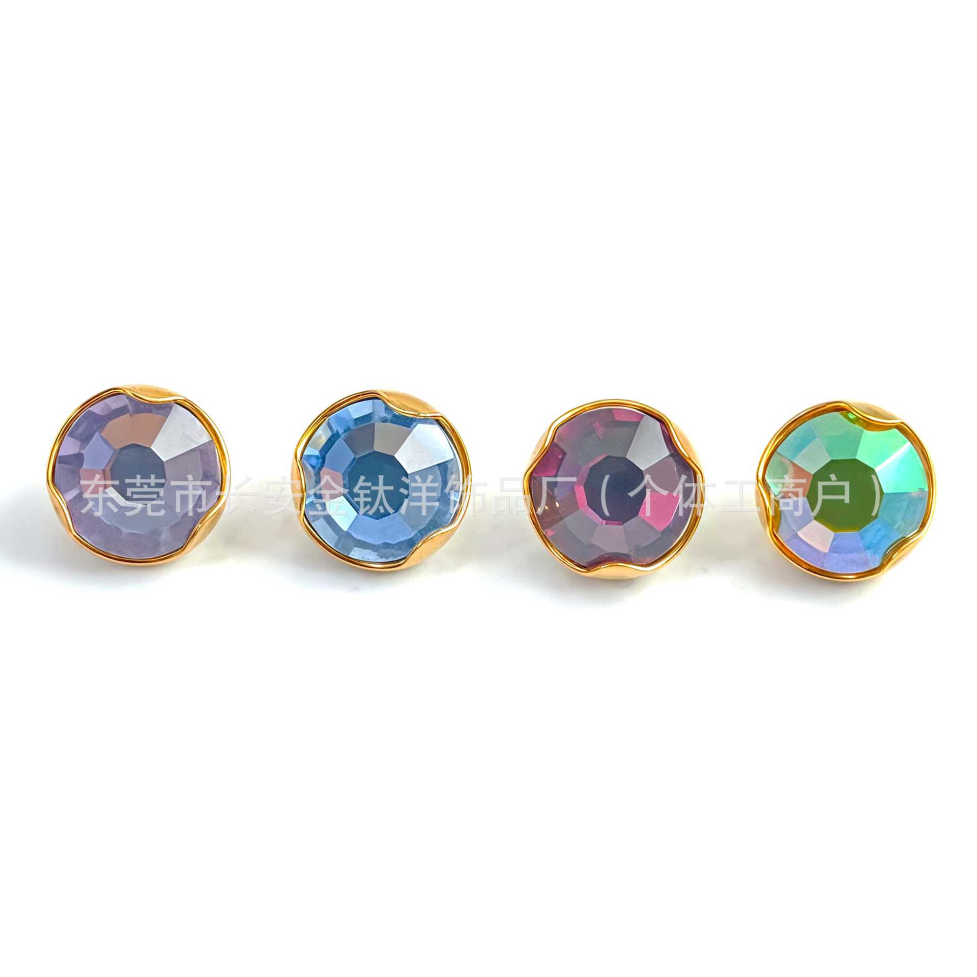 F136 Titanium 18K Gold-Plated Wave-Set Czech Diamond Stud Earrings Navel Nail G23 Titanium Alloy Piercing Jewelry - Image 3