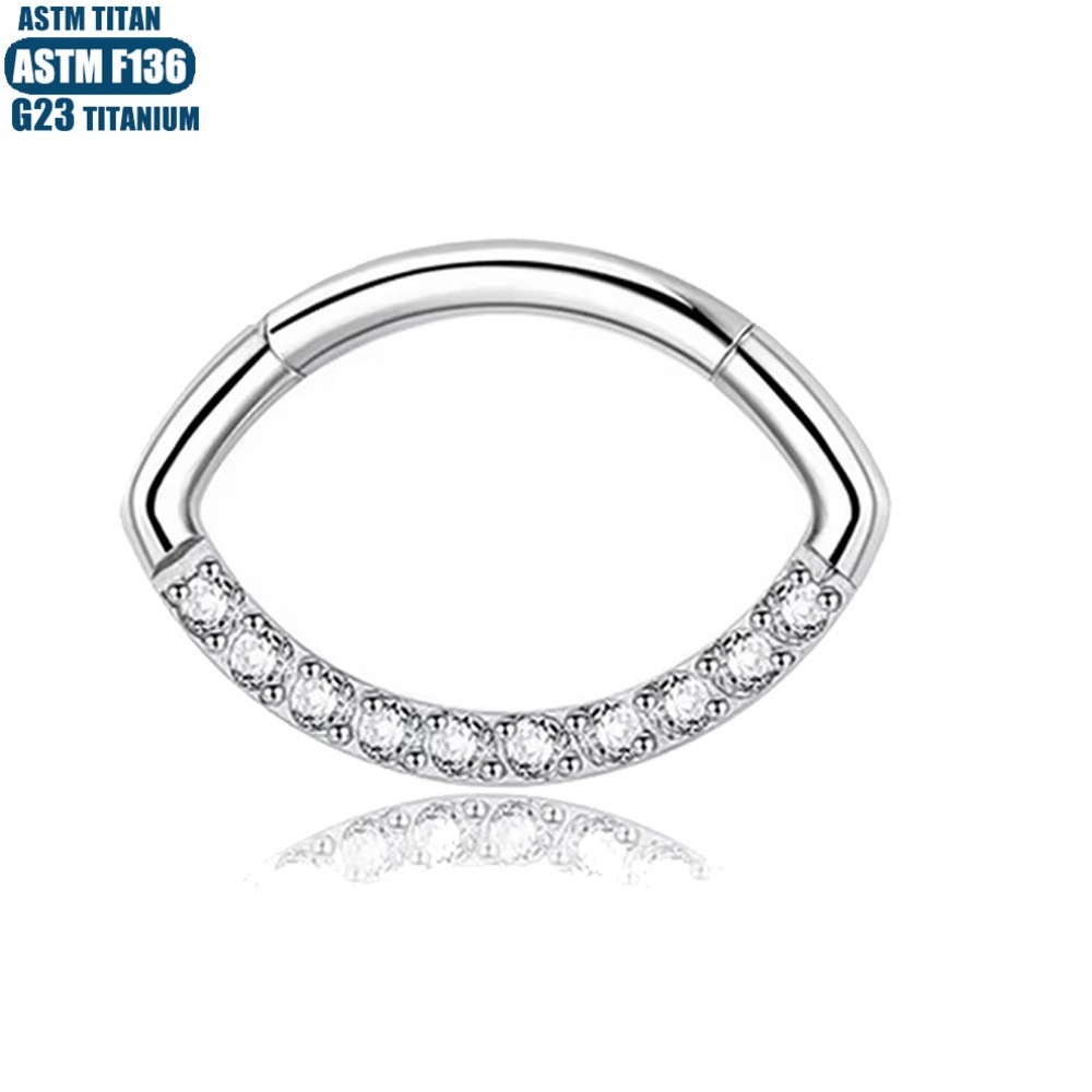 Fashion OL Zircon Nose Ring Hinge Earring Seamless Ring 1.2x10mm Titanium Alloy Septum Nasal Jewelry - Image 2