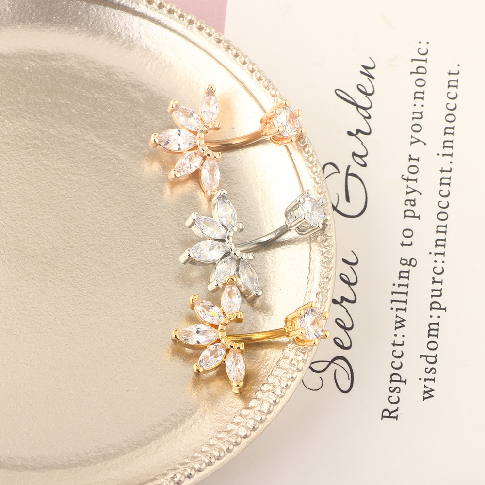 K-Style Double-Ended Zircon Navel Ring - 316L Surgical Steel Belly Button Ring for Women - Image 5